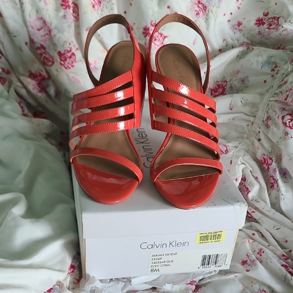 Calvin Klein Pink and Gold Strappy Heels - Picture 2 of 6
